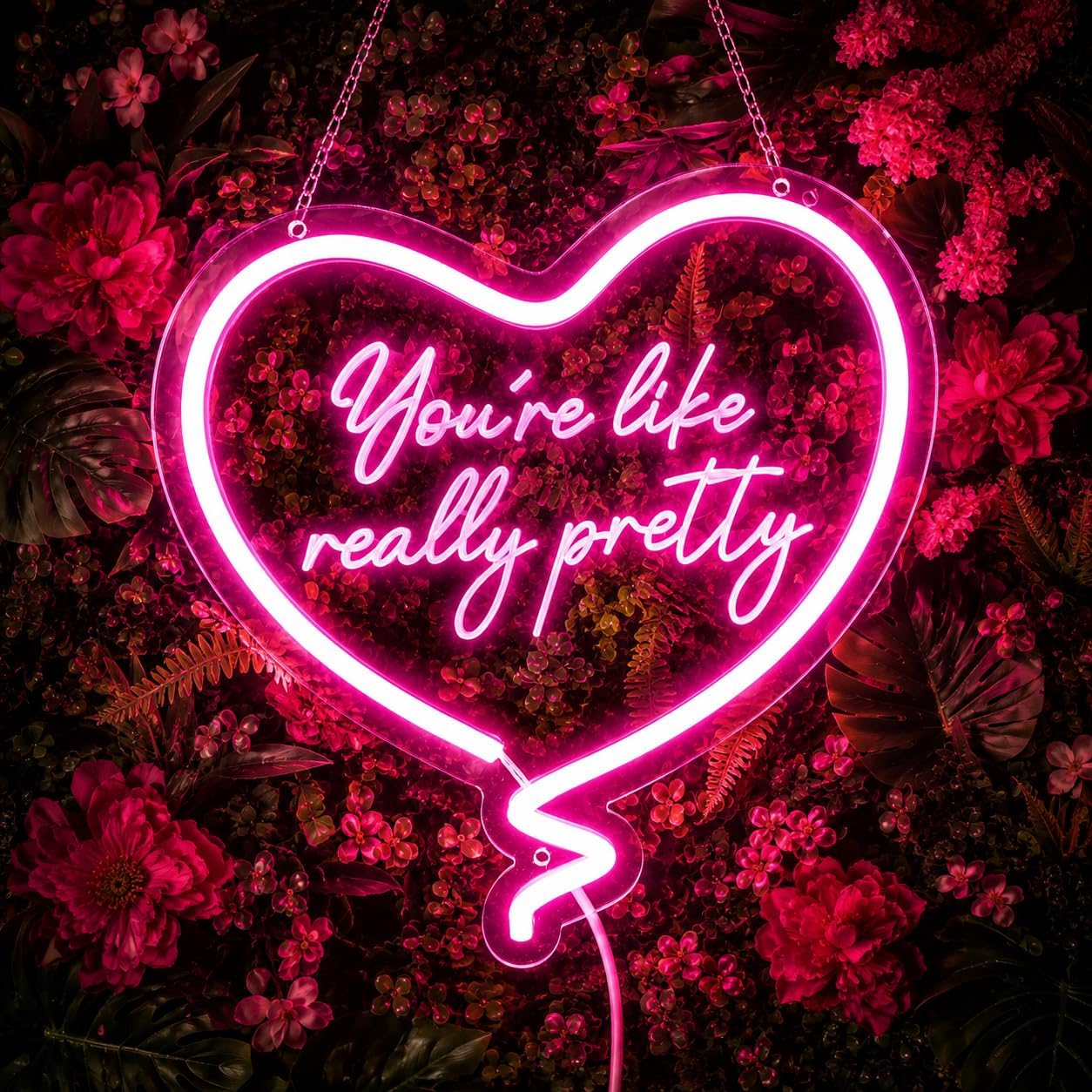 Neon Sign Party - Lampu Neon Bentuk Hati Merah Muda,