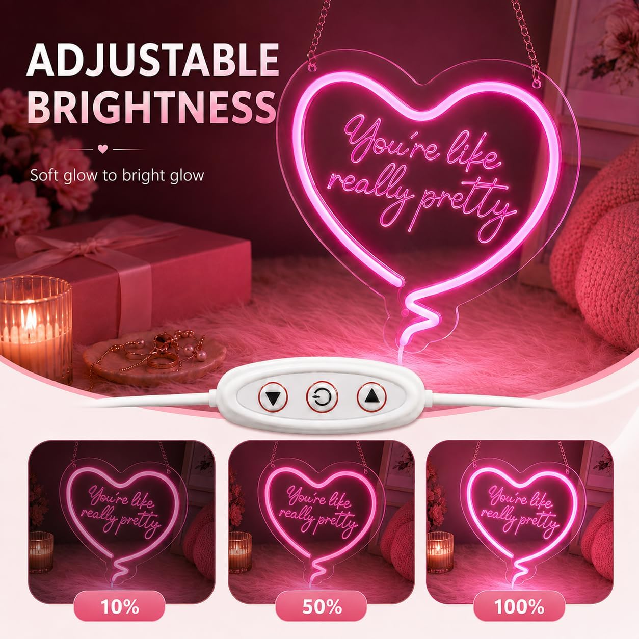 Lampu Neon Bentuk Hati Merah M - Neon Sign Party ulasan dan harga